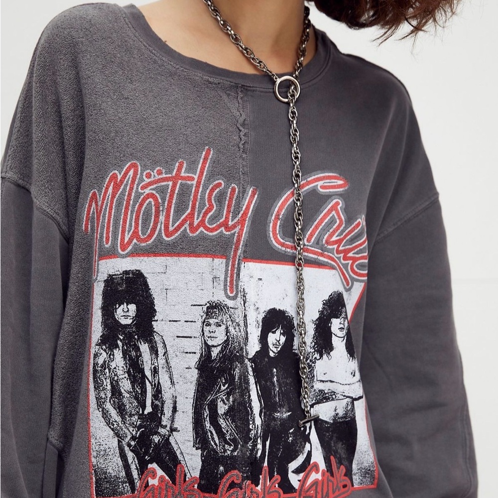 Free People Charcoal Graphic Crew Neck Sweater